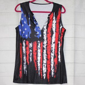 Womens American Flag Wing Criss-Cross Open Back Tank Size L New W/O Tag